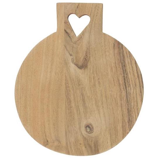 Tagliere tondo c/cuore in legno di acacia