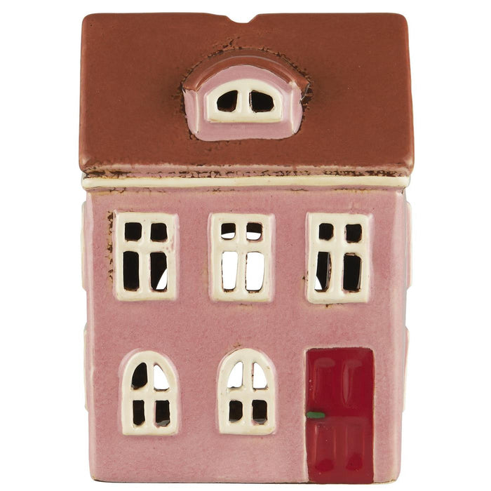 Portatealight a forma di casa in ceramica rosa  porta rossa - Nyhavn