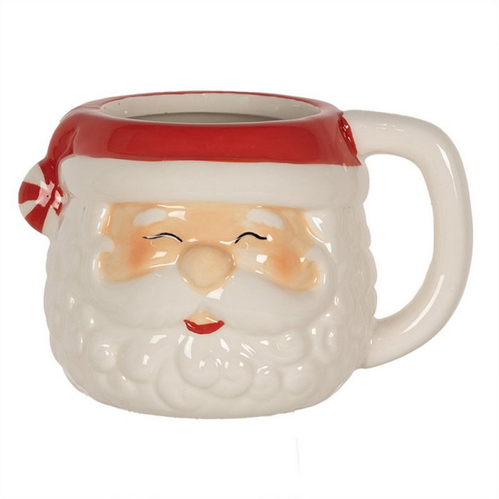 Tazza Babbo Natale 450 ml bianco rosso ceramica bicchiere da tè