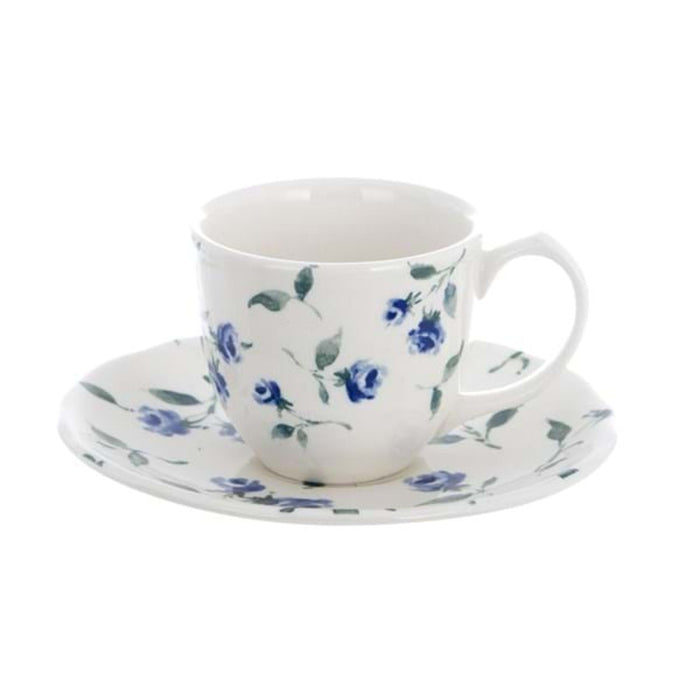 Set di 6 tazze da caffè in ceramica con roselline blu -Floret full blu