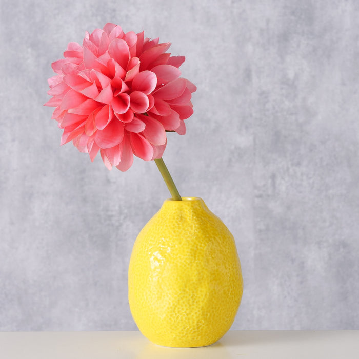 Vaso in ceramica giallo a forma di limone