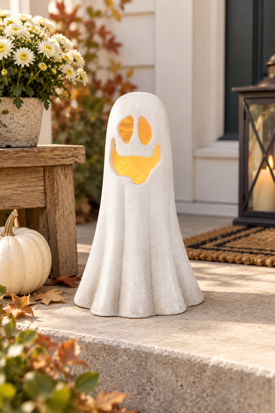 Fantasma decorativo Halloween bianco - 23x17x39 cm