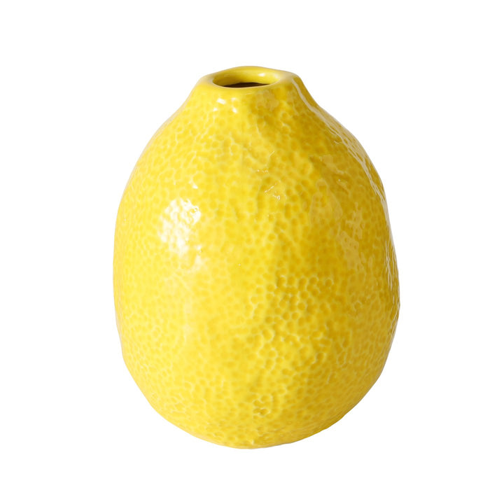Vaso in ceramica giallo a forma di limone