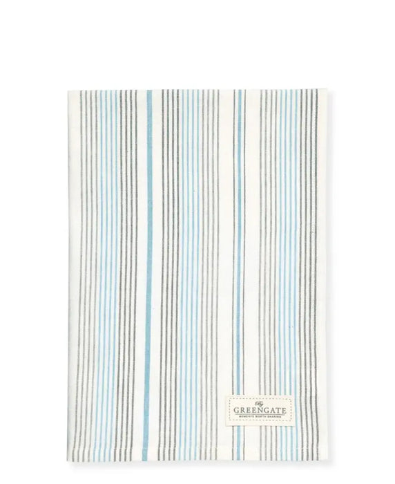Strofinaccio in cotone con righe bianco e azzurro -Divia pale blue