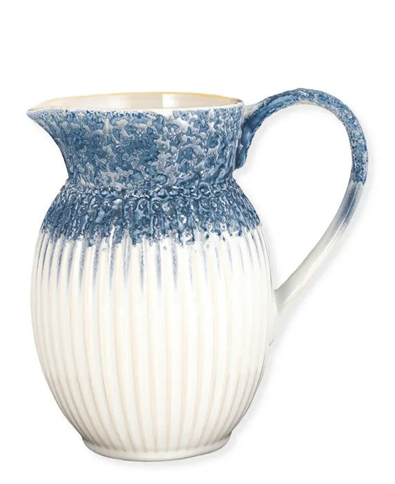 Brocca in ceramica bianco e blu - Ripple blue