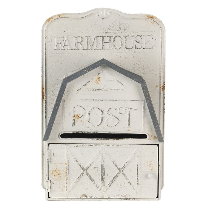 Cassetta postale con scritta farmhouse in metallo grigio