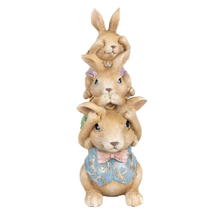 Statua decorativa in resina conigli