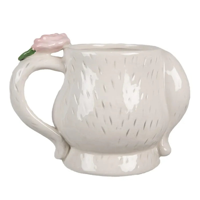 Tazza in ceramica coniglio con fiore rosa 450 ml