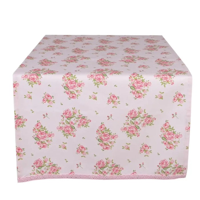 Runner in cotone rosa con motivo floreale 50 x140 cm Sweet Roses