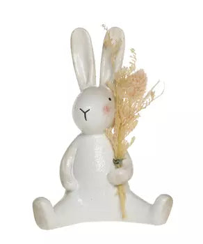 Decorazione coniglio in resina bianco