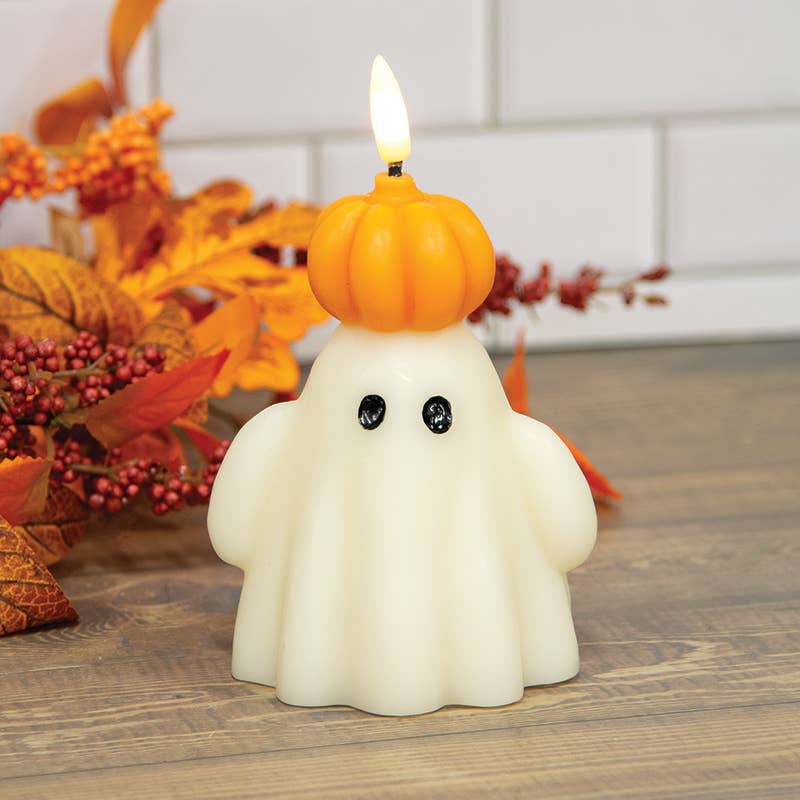 Candela LED con timer a forma di zucca fantasma