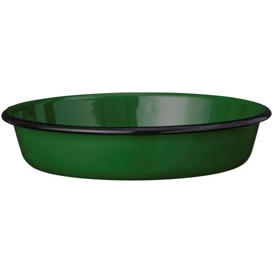 Piatto Verde con Bordo Nero in Ceramica Smaltata 20x4 cm | IB Laursen