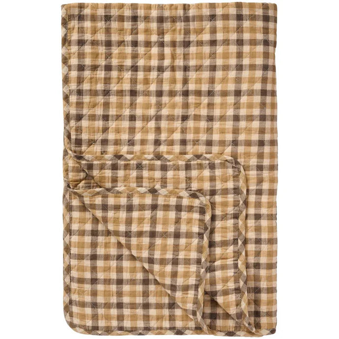 Coperta Trapuntata Ib Laursen con Motivo a Quadri Marroni – 130×180 cm