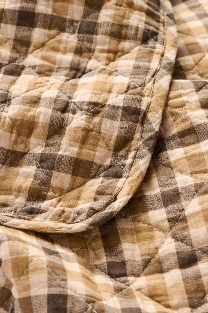 Coperta Trapuntata Ib Laursen con Motivo a Quadri Marroni – 130×180 cm