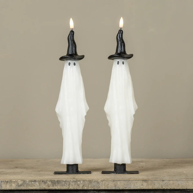 Set 2 Fantasmi Luminosi Halloween con Fiamma LED
