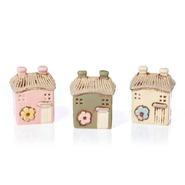 Tris di Casette Decorative in Gres – 8 cm