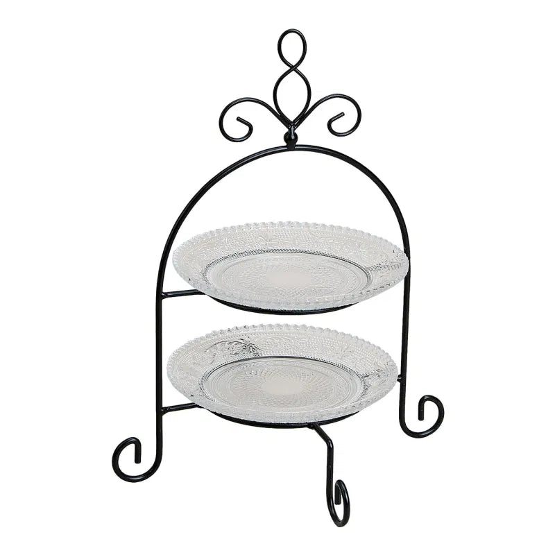 Etagere con 2 ripiani in vetro/metallo
