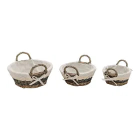 Set of 3 beige wicker baskets