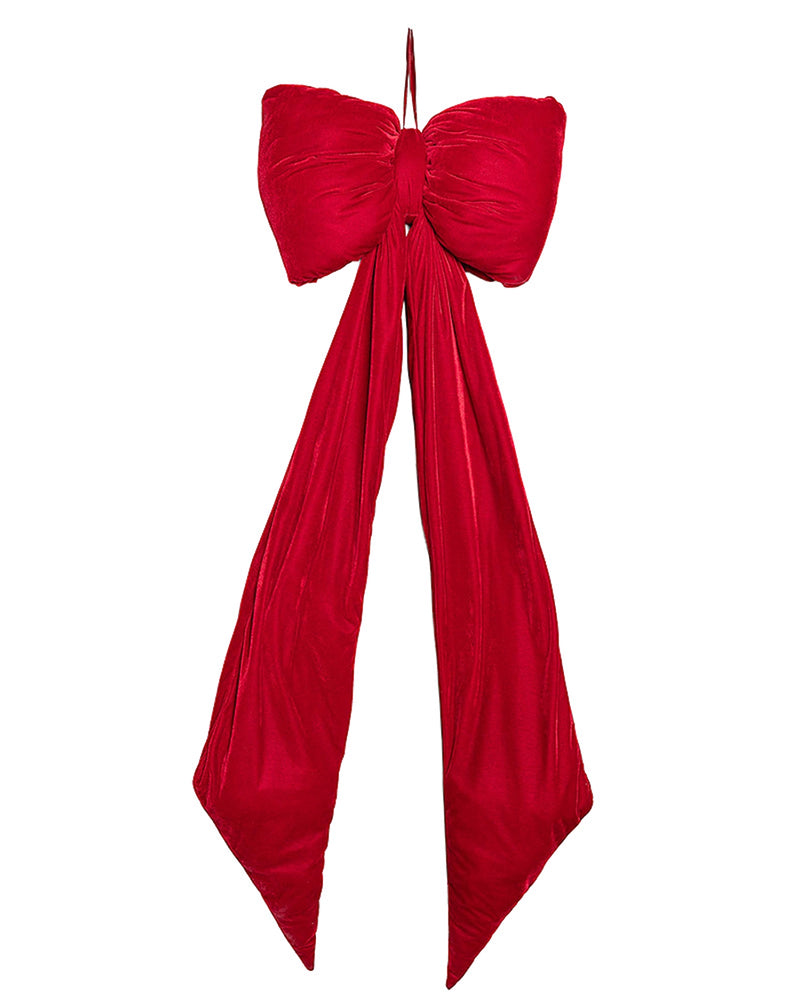 Fiocco decorativo in velluto rosso 162 cm