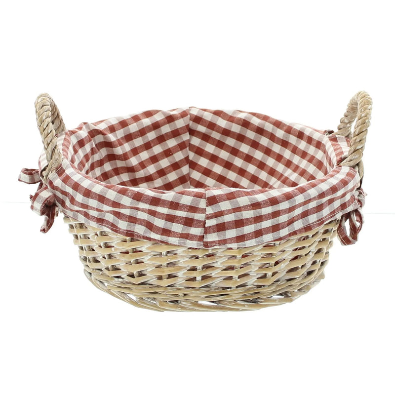 Cestino Portapane Rotondo in Vimini con Stoffa  Ø 25 x H 10 cm