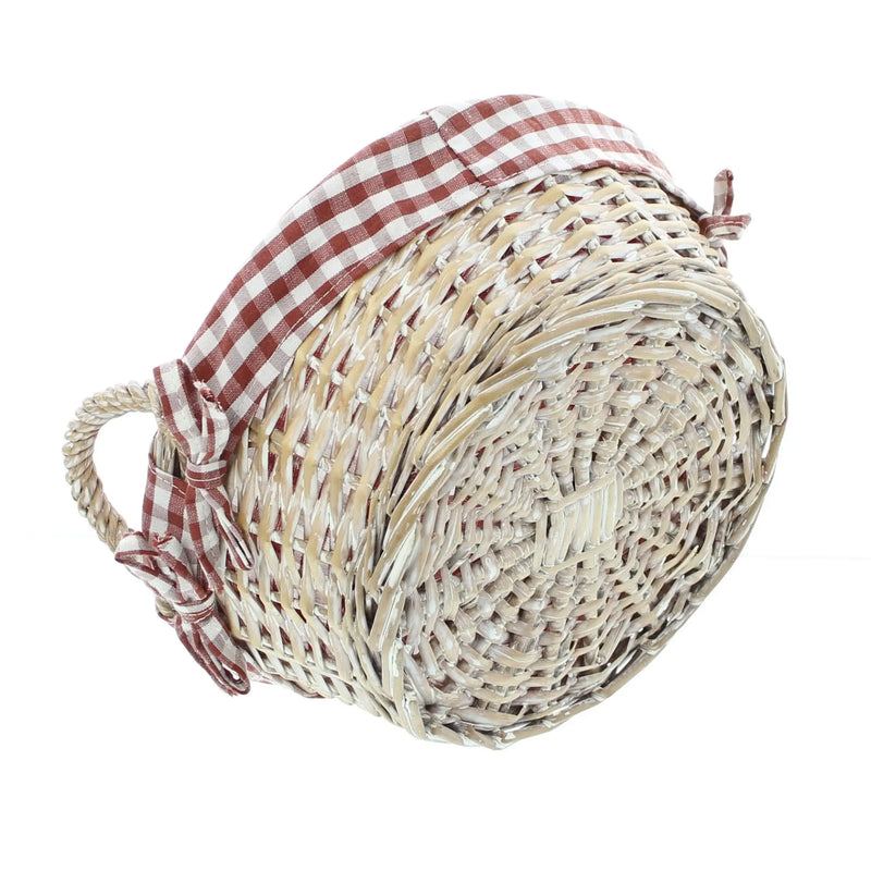 Cestino Portapane Rotondo in Vimini con Stoffa  Ø 25 x H 10 cm