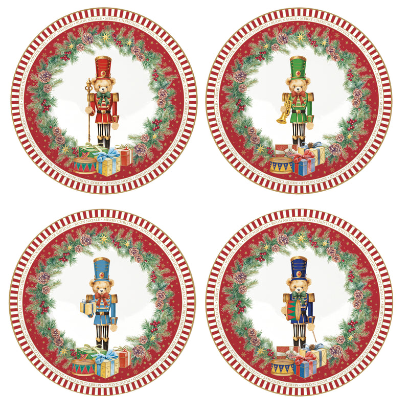Set 4 Piatti Dessert Natalizi in Porcellana – Christmas Teddy Easy Life