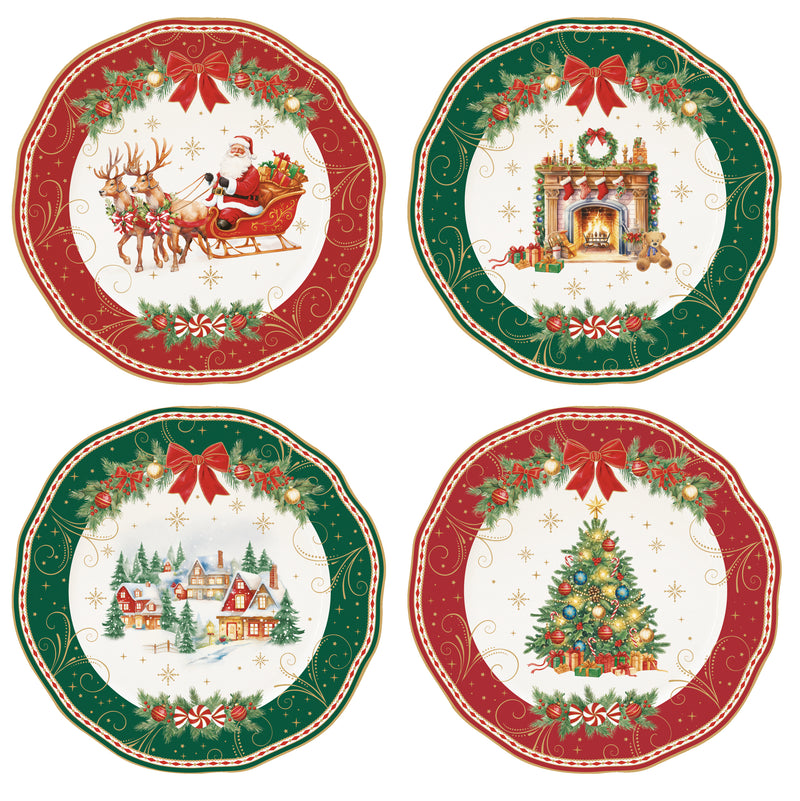 Set 4 Piatti Dessert Natalizi 20 cm in Porcellana – Christmas Heritage Easy Life