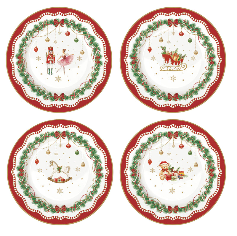 Set 4 Piatti Dessert Natalizi in Porcellana – Magie de Noël