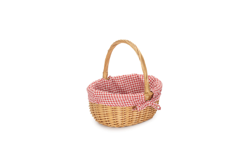 Cesto con manico a quadri rosso