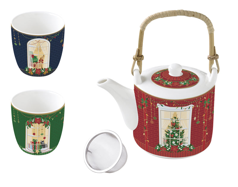Teiera Natalizia 600 ml con 2 Bicchierini – Festive Avenue Easy Life
