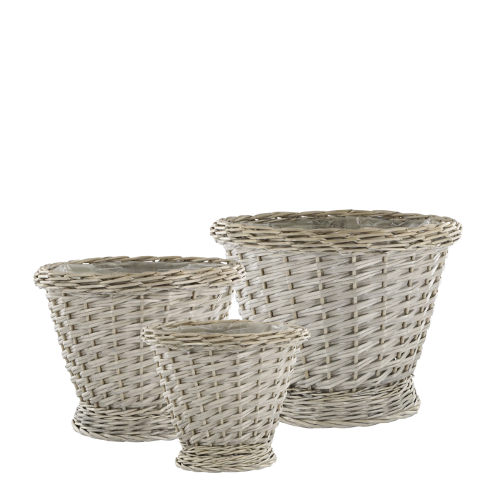 Set 3 Cestini in Salice Intrecciato Francese Chic Antique
