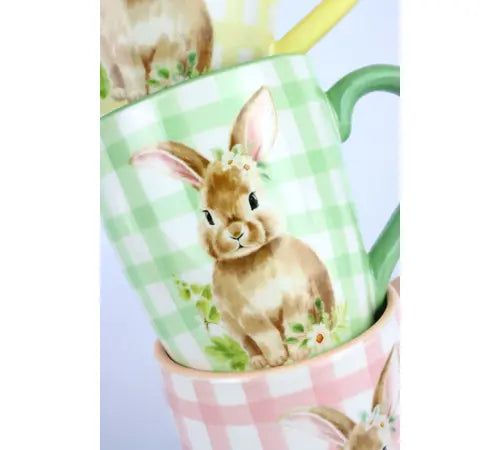 Tasse à damier en forme de lapin