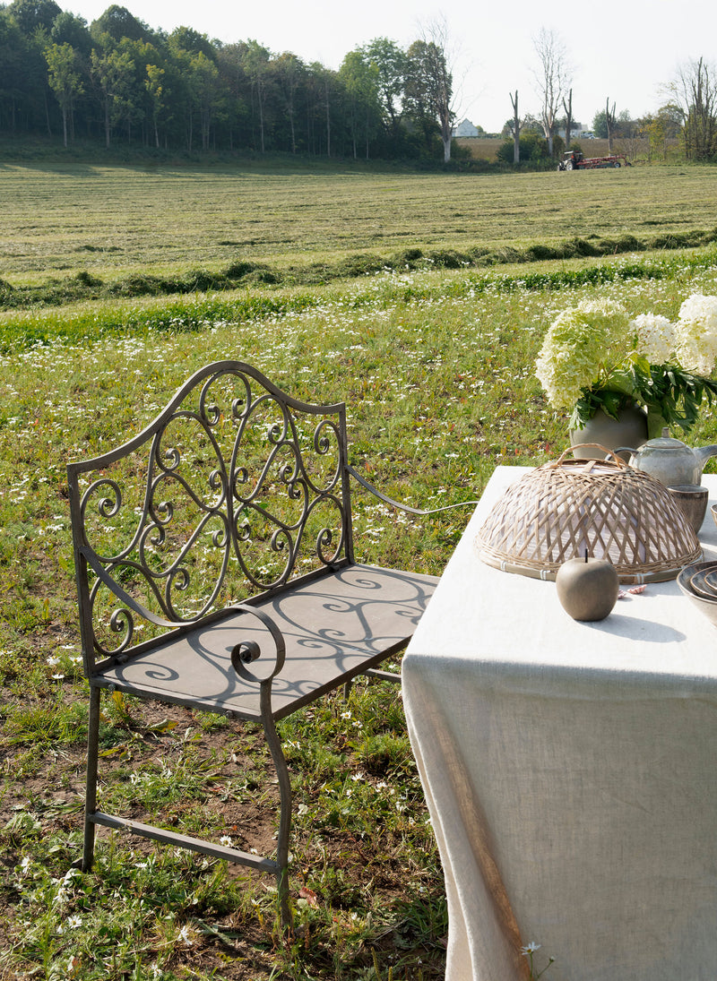 Panchina da Giardino in Metallo Marrone Effetto Antico 105x53x98 cm