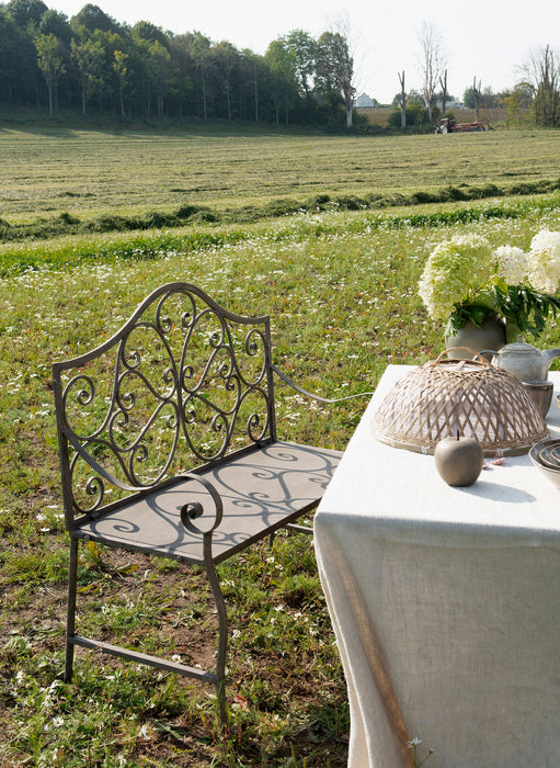 Panchina da Giardino in Metallo Marrone Effetto Antico 105x53x98 cm