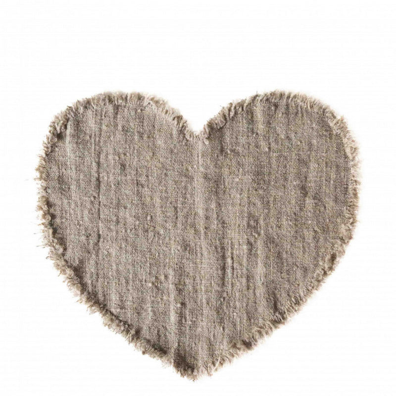 Sottopiatto Cuore 100%Lino Grezzo Soft Naturale H35 Cm - Arredo Casa da Sogno