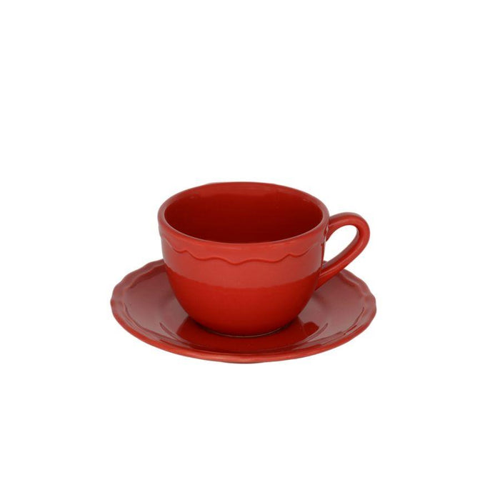 Tazza da thè con piattino rossa