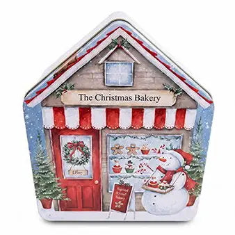 Scatola Decorativa in Latta a Forma di Casetta Blu H 11 cm