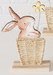 Coniglio decorativo con decoro in rattan - Arredo Casa da Sogno