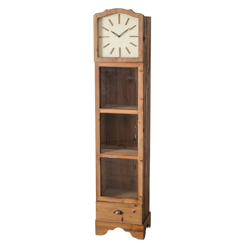 Orologio a colonna in legno con vetrina 38 x 32 x H180 cm