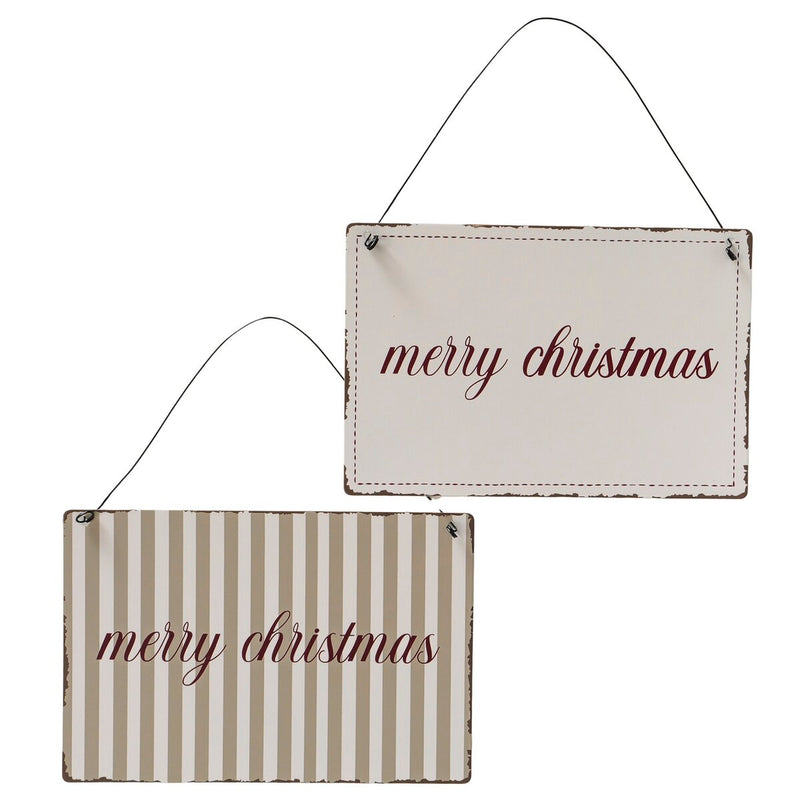 Targa natalizia in metallo “Merry Christmas” 21 x 14 cm – assortita