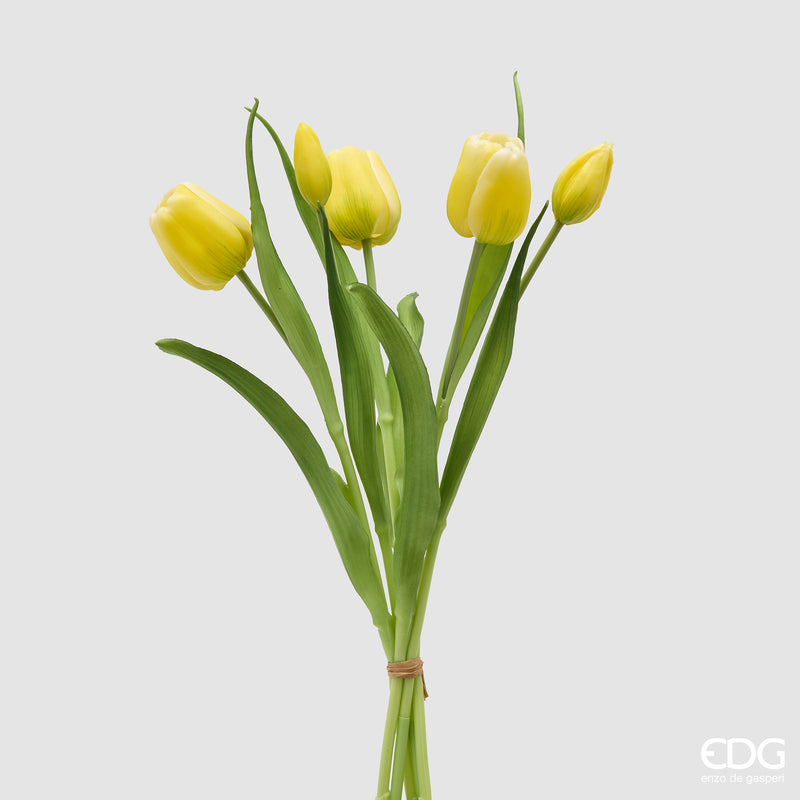 Mazzo Tulipani Artificiali Gialli Real Touch 40 cm EDG