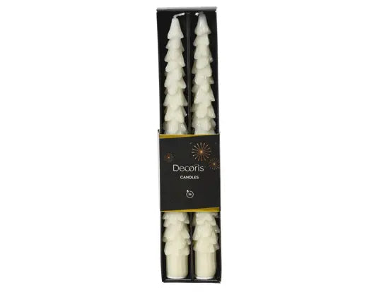 Set 2 Candele Natalizie a Forma di Albero Avorio H25 cm