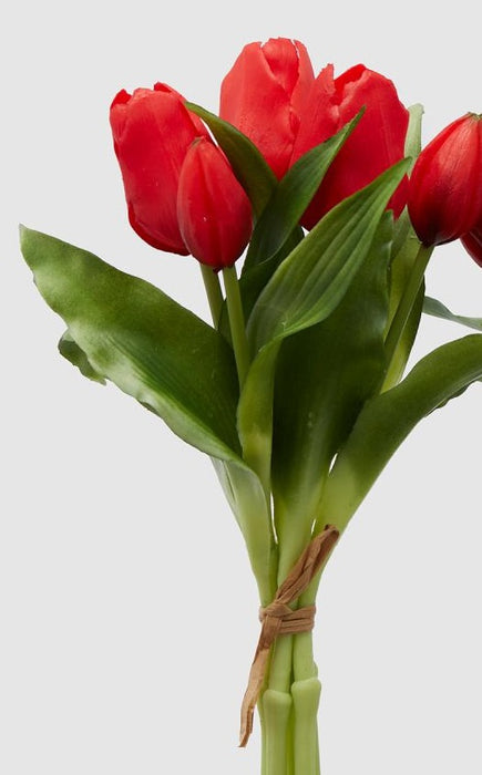 Mazzo di tulipani artificiali rosso h 28 cm