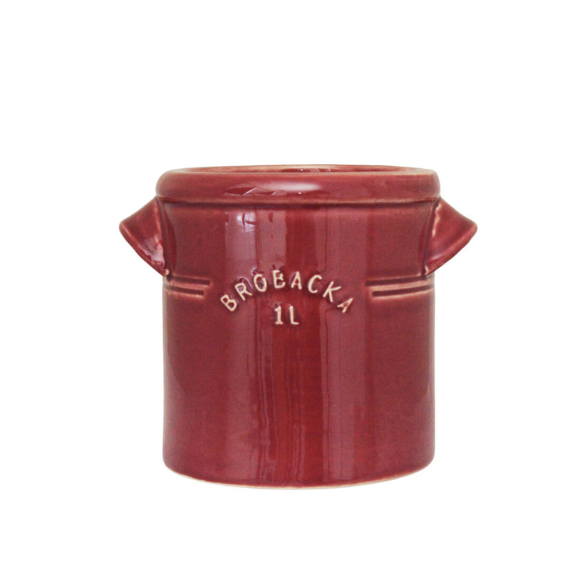 Vaso Bordeaux in Ceramica con Doppio Manico Stromshaga – 14×14×13 cm