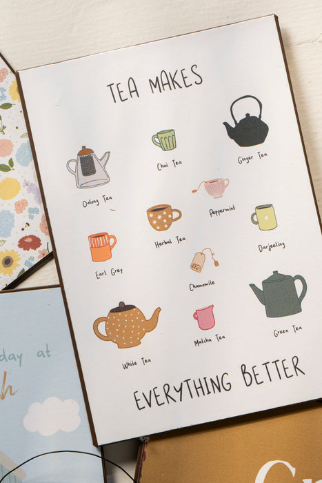 Targa Decorativa in Metallo 14 cm con Scritta “Tea Makes Everything Better” Ib laursen