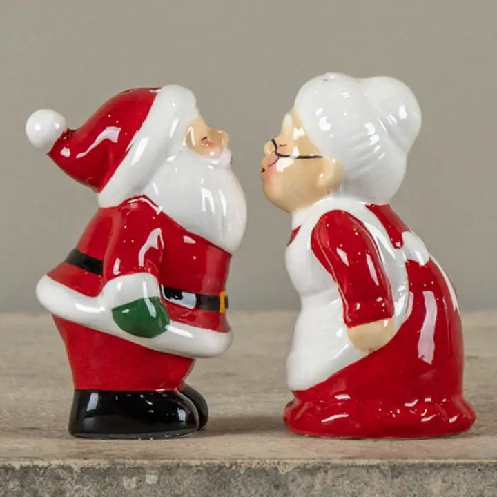 Set Sale e Pepe Natalizio Babbo Natale e Mrs Claus H 10,2 cm