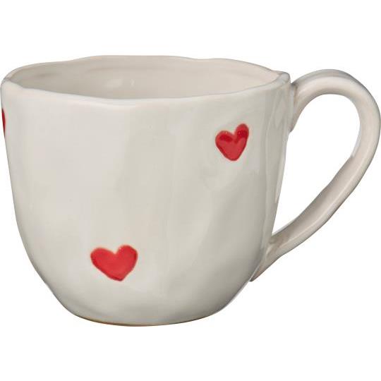Tazza in Ceramica con Cuori Rossi Ib Laursen – 9,8x8,6x13 cm