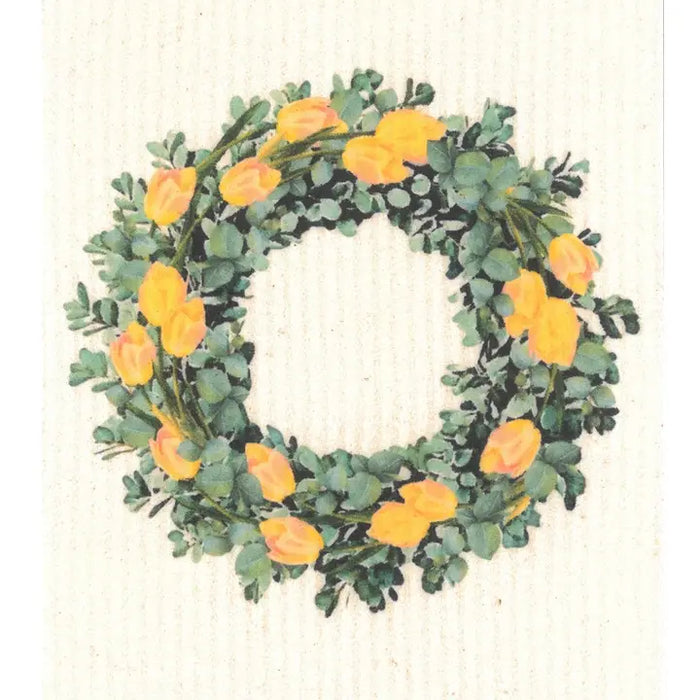 Panno svedese Ghirlanda di tulipani gialli