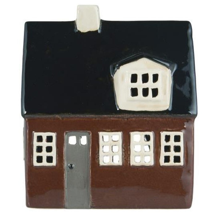Portatealight a forma di casa in ceramica marrone e nero -  Nyhavn
