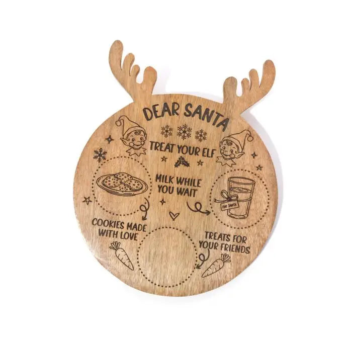 Vassoio natalizio per Babbo Natale in legno di mango 30,5 x 25 cm